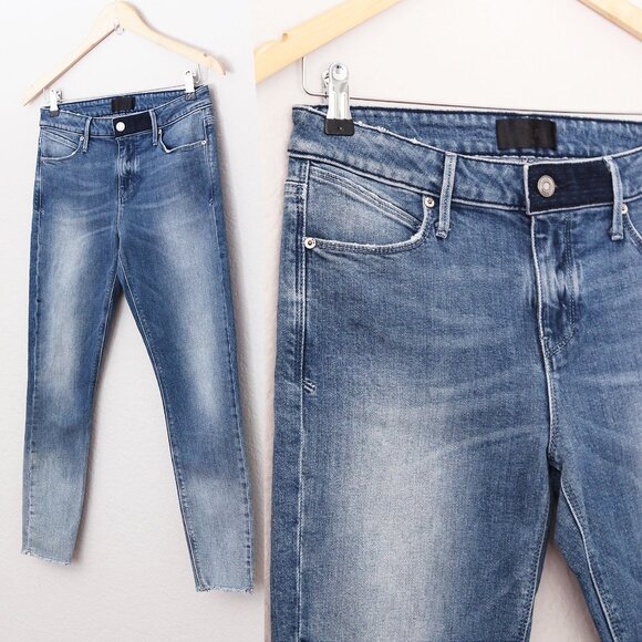 RtA Road To Awe Women's 28 Madrid Skinny Jeans Stretch Frayed Hem Blue Wash $315 - Picture 11 of 14